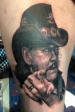Lemmy black and grey portrait tattoo